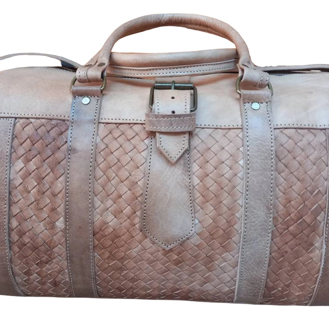 Checkered Leather Bag For Travel Lovers