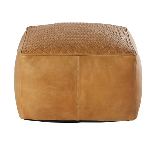 Squar  Checkered Leather Poufs