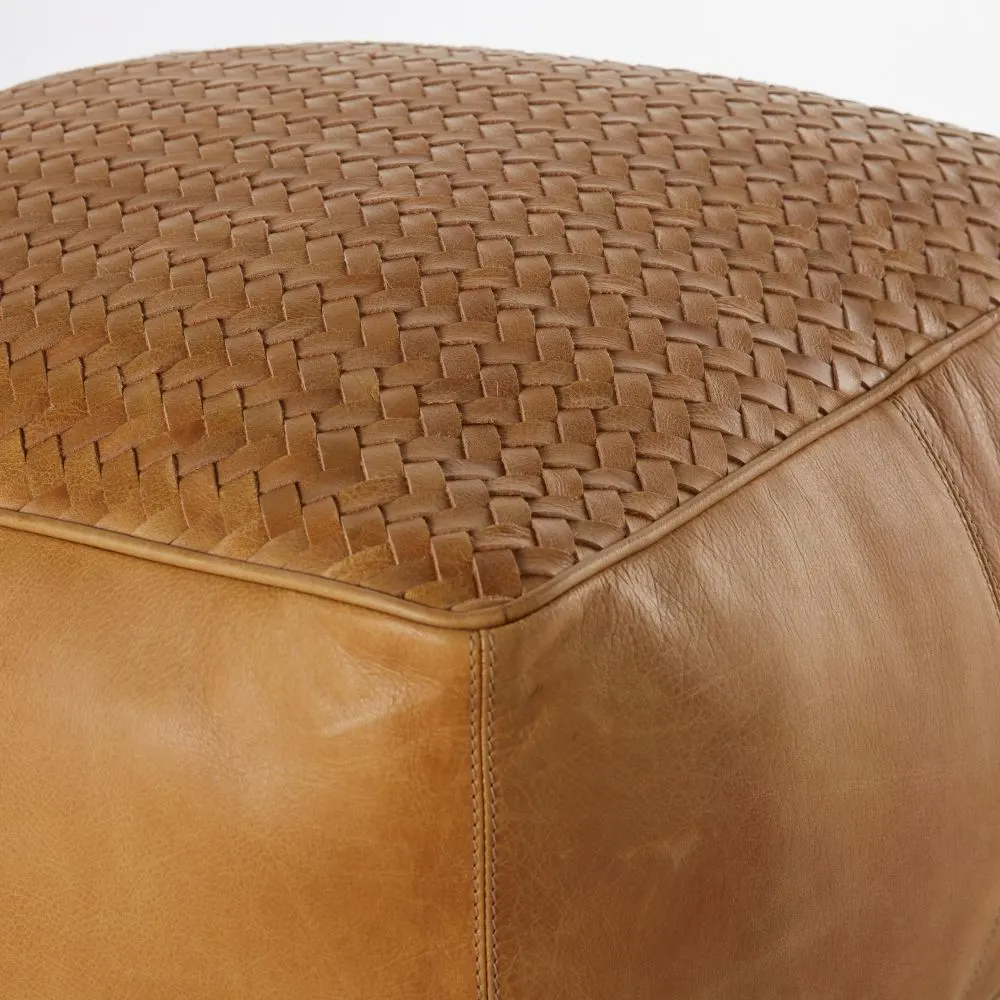 Squar  Checkered Leather Poufs